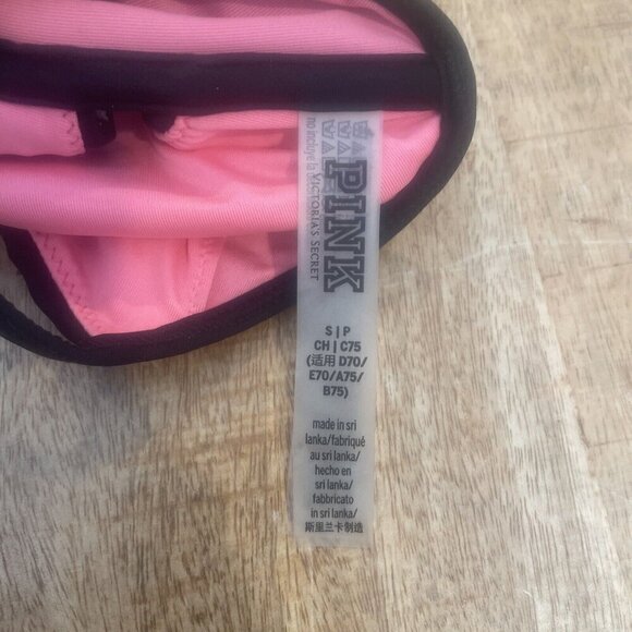 VICTORIA SECRET PINK SWIM Twist Cage Small Bikini Top Black Swimsuit Pink - Picture 7 of 9